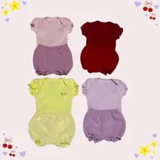 Conjunto Kit Menina Body Suedine Algodão Estampa Variada Shorts Duna Babado Roupa Infantil Bebê