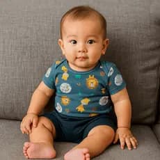 Conjunto kit Menino Body Estampa Animais Safari Shorts Algodão/Suedine Verão Roupa Bebê Infantil