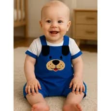 conjunto macacão de bebê bordado de cachorrinho 2 pçs jardineira de menino macacão de bebê masculino