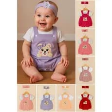 kit 7 conjuntos - macacão jardineira feminino com 3 peças cada. Roupa de bebê menina