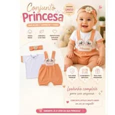 Romper jardineira bebê, carinha de gato PRINCESA / PRINCIPE , em malha 100% algodão