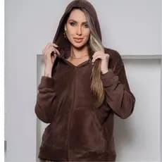 Casaco Feminino Inverno Teddy Soft Pelinhos Felpulda Capuz e Ziper Moda - WL Warmi Luna