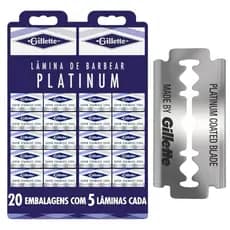 LAMINA PARA BARBEAR GILLETTE PLATINUM AZUL COM 100 UNIDADES
