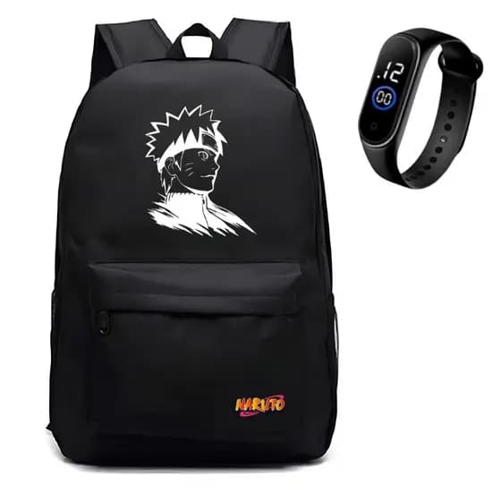 Bolsa Mochila Escolar Infantil Jovem Com 2 Bolso Lateral Porta Garrafinha + Relógio Bj