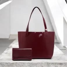 Bolsa Sacola London + Carteira em Veniz Bolsa Muito Espaçosa Para Notebook E Porta Objetos BF 01