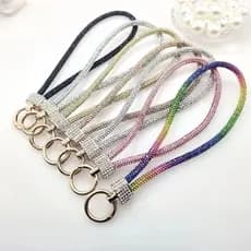 Alça para Celular com Strass Brilhante + Argola Dourada| Chaves Bolsa Luxo