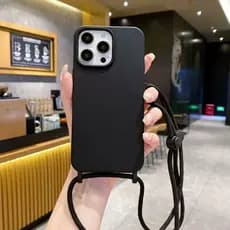 Capa Capinha Silicone Luxo Com Cordão Alça Compatível Para Iphone 13 14 15 16 17 Air Pro Max Case Elegante Premium