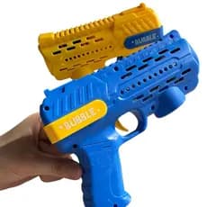 Máquina Lança Bolha Brinquedo Infantil De Sabão Lança Bolha Automatico Colorido Amarelo e Azul