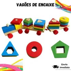 Trenzinho de Madeira Pedagógico Trem de Brinquedo Montessori Conjunto De Montagem De Aprendizagem