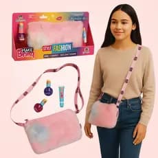 Bolsa Infantil Maquiagem Colorida Menina Alça Gloss Esmalte Unha Pelucia