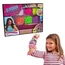 Kit de Elásticos para Pulseira Coloridas Divertidas Letrinhas para Criança Pingentes com Molde