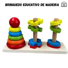 Brinquedo Educativo Torre de Encaixe Arco-Íris Jogo Pirâmide Criança Cor Cognição Quebra-Cabeça