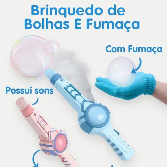 Brinquedo Bolha de Sabão com Fumaça Infantil Varinha Mágica Rosa Festa Crianças