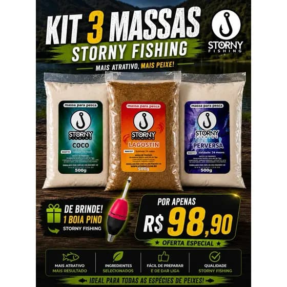 kit com 3 massas para pesca uma explosão de de sabores e atrativos para pesca de inverno não deixe de capturar os tambas