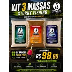 kit com 3 massas para pesca uma explosão de de sabores e atrativos para pesca de inverno não deixe de capturar os tambas