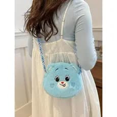 Bolsa Pequena Feminina Desenho Infantil Com Alça Lateral Transversal De Ombro De Pelúcia Lã F111 TM