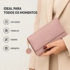 Carteira Comprida Multiuso Feminina / Porta-Cartão com Fivela / Bolsa Fashion para Mulheres D001 TM