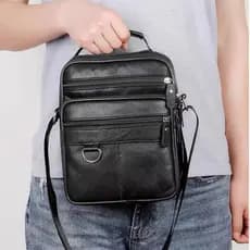 Bolsa Pochete Grande Transversal Masculino Executivo De Ombro De Couro PU TM9079 TM