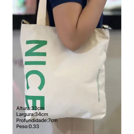Bolsa Ecobag Estilo NICE – Sacola Grande Reutilizável, Casual, Moderna e Sustentável