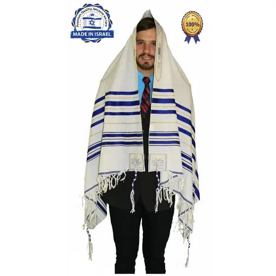 Talit Gadol Azul messiânico  110 X 160cm - De Israel ##!