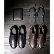 Promoção Kit Masculino 4 Peças – Sapato Social Preto + Sapato Social Oxford Marrom + Chinelo Preto + Carteira Masculina