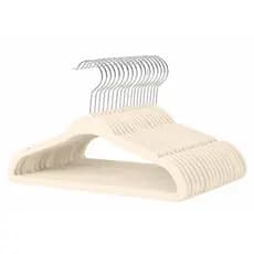 Kit 50 Cabides Infantis Baby de Veludo Antideslizante Bege 29,5cm