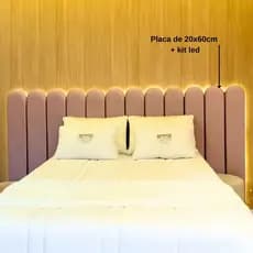 Cabeceira de Cama Estofada ponta totalmente arredondada com LED – medida 65x240cm