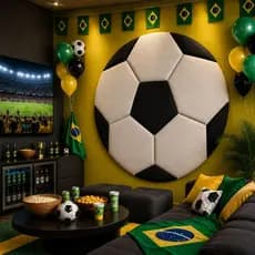 Painel Cabeceira Bola de Futebol Estofado para cama box Solteiro / Casal / Queen  Copa do Mundo 2026 Decoração
