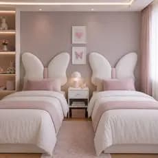 Cabeceira Solteiro Infantil Borboleta Corano Branco e Rosa  Para Cama Box