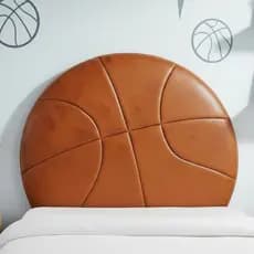 Cabeceira Infantil Solteiro 100x100cm Bola De Basquete Estofada Para Cama Box Corano Caramelo