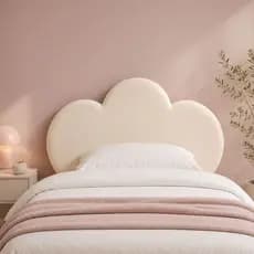 Cabeceira Nuvem Solteiro Bouclê  Estofada 90x57cm Decorativa Moderna Quarto Infantil Clean para cama Box