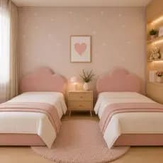 Kit 2 Cabeceiras Nuvem Solteiro Bouclê Rosa e Creme Estofada 90x57cm Decorativa Quarto Infantil Clean para cama Box