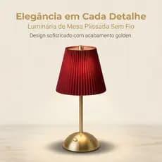 Luminária Abajur De Mesa Plissada Sem Fio Touch 3 Cores