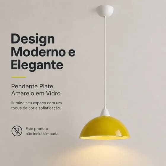Pendente Decorativo Plate Amarelo 29cm Em Vidro