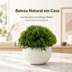 Vaso Decorativo Com Planta Artificial Folhagem Verde 12,5cm