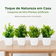 🌿 Mini Planta Artificial Decorativa em Vaso de Plástico (19cm) - Decoração Para Casa e Escritório