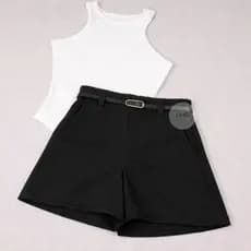 Conjunto Feminino Body Regata + Short Alfaiataria Look Casual
