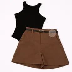 Conjunto Feminino Body Regata + Short Alfaiataria