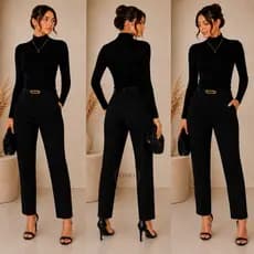 Conjunto Feminino Body Gola Alta Manga Longa + Calça Alfaiataria - ENVIO IMEDIATO !!