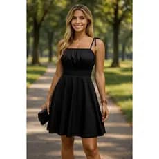 Vestido Curto Feminino com Busto Franzido, Alça de Amarrar e Lastec nas Costas – Moda Verão BELLA AHILIM confortavel