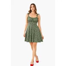 Vestido Curto floral Alcinha Amarraçao Rodado Verao Femenino Casual