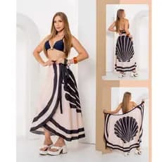 Saia Longa Feminina Pareo Saida de Praia Feminina Canga de Praia Saia Envelope Pluz Size Moda Praia