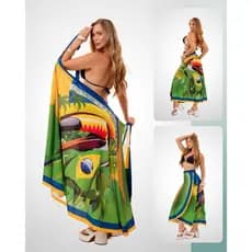 Saida de Praia Feminina - Canga de Praia Brasil - Saia Longa - Moda Praia