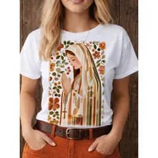 BLUSA CAMISETA SANTA VIRGEM MARIA TERÇO ESTAMPA GRANDE blusinha moda católica t shirt Nossa senhora