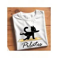 Camiseta Blusa Feminina Gatinho do Pilates Estilosa 100% Algodão  Promoção