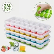 Kit 2/4 Formas de Gelo Silicone Sem Tampa 14 Cubos Retangular Multiuso Formas para Papinha Tempero