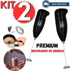 KIT 02 Mini Mixer Misturador Elétrico Portátil Sem Fio Para Bater Bebidas Frias e Quentes Aço Inox