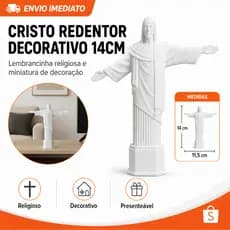 Cristo Redentor Decorativo 14cm — Lembrancinha Religiosa para , Miniatura de Decoração