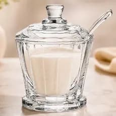 Açucareiro de Vidro com Colher e Tampa Porta Açúcar Mesa Posta 190ml