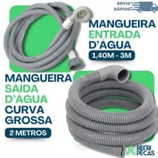 MANGUEIRA DE ENTRADA + SAÍDA D'ÁGUA UNIVERSAL MÁQUINA DE LAVAR GROSSA BRASTEMP
